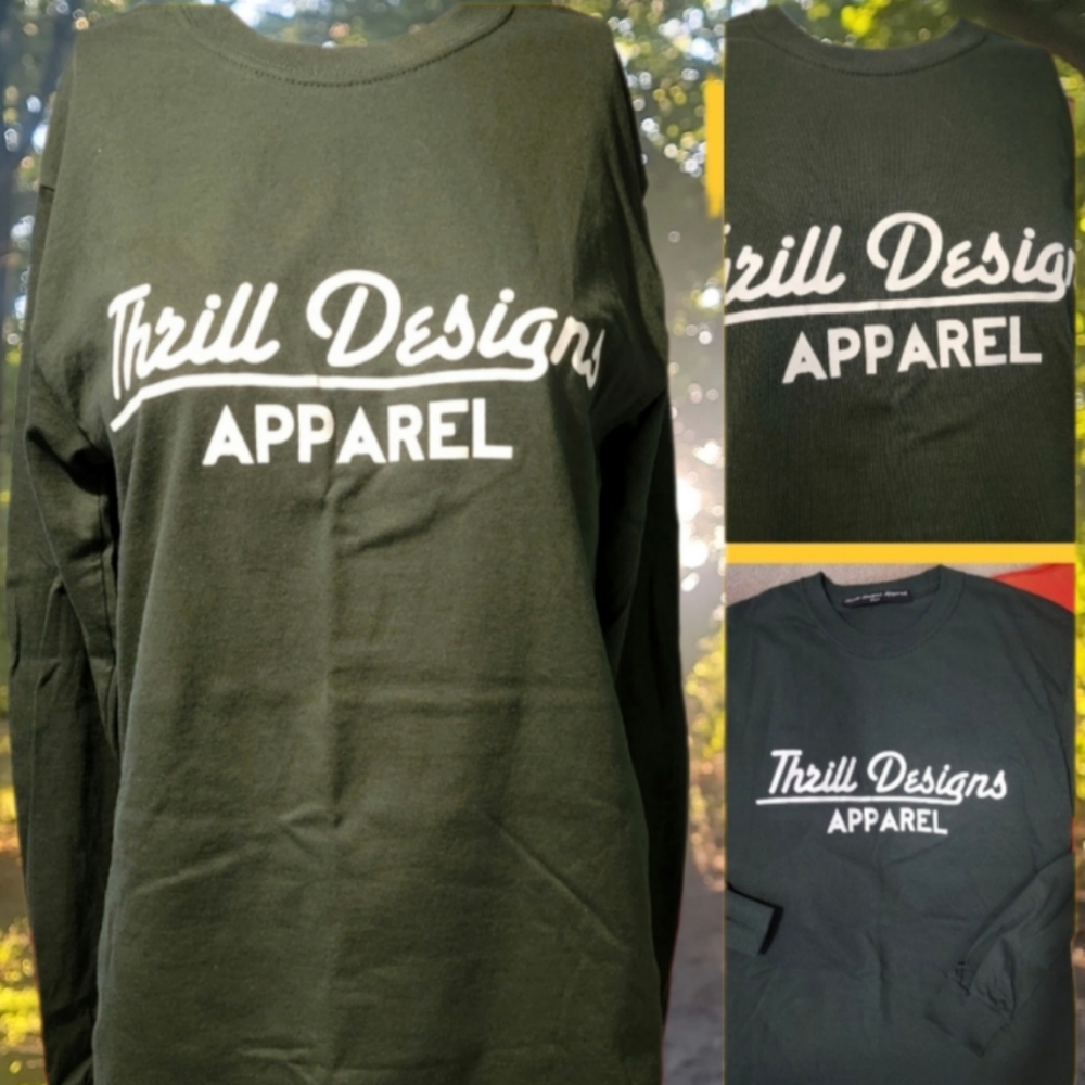 Graphic Image Forest Green Long Sleeve Tee M